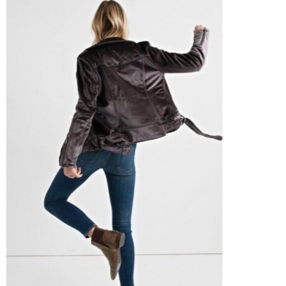 Lucky Brand NWOT- Purple Velvet Moto Jacket- Size X-Small - Picture 2 of 13